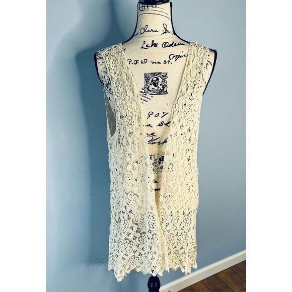 New Daytrip by Buckle Women's Large XL Cream Open Front Cardigan Duster Weave - Picture 1 of 8